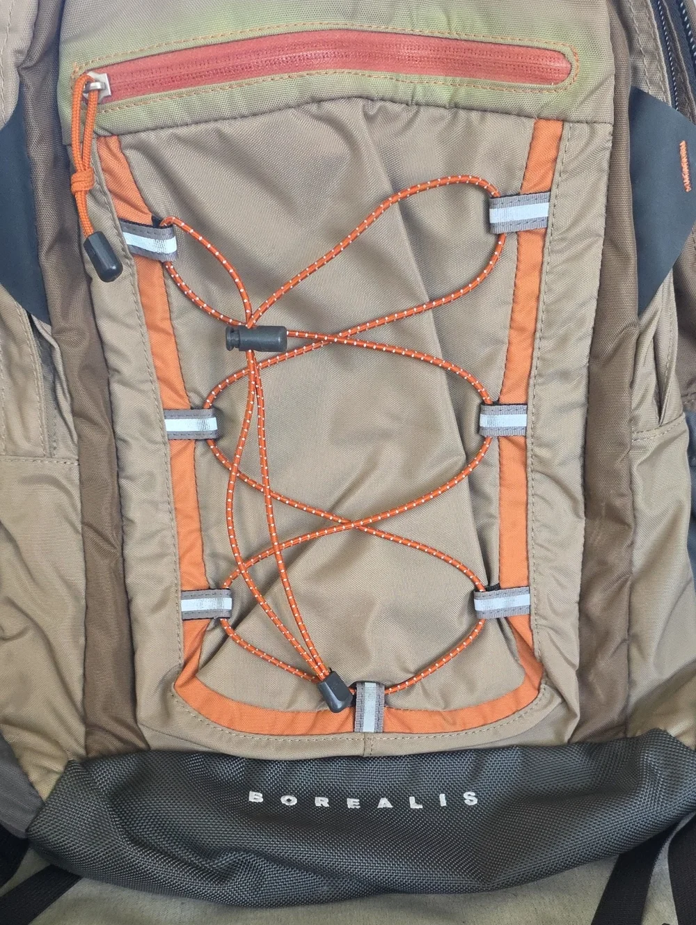 The North Face Borealis Backpack Tan Brown Orange Bungee Hiking Travel Laptop